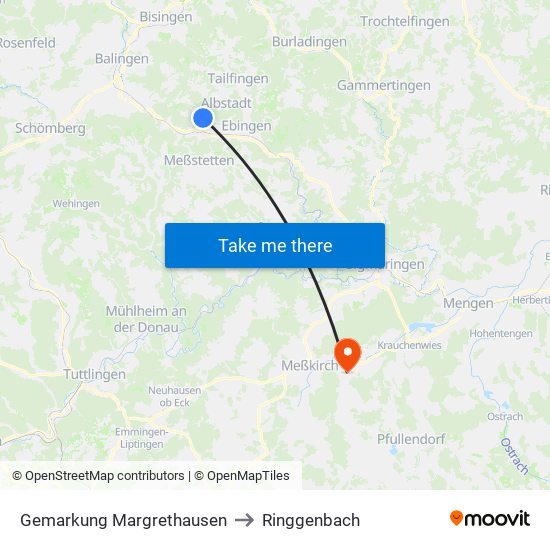 Gemarkung Margrethausen to Ringgenbach map