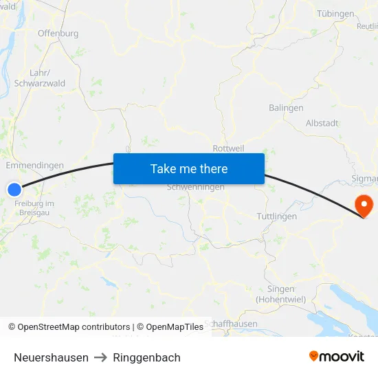 Neuershausen to Ringgenbach map