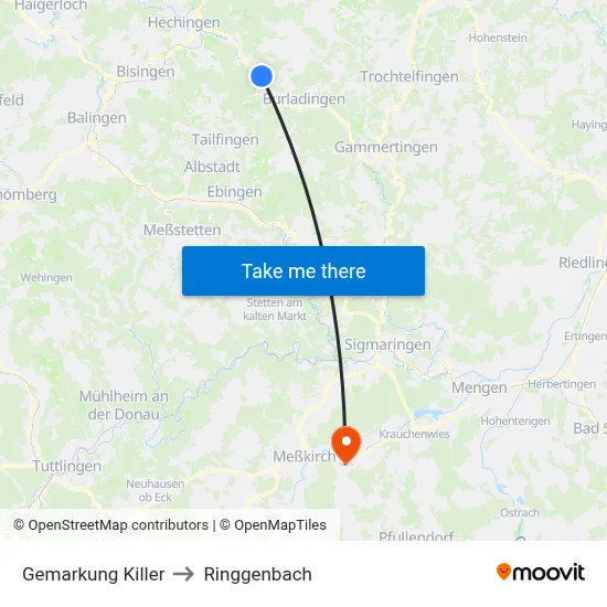 Gemarkung Killer to Ringgenbach map