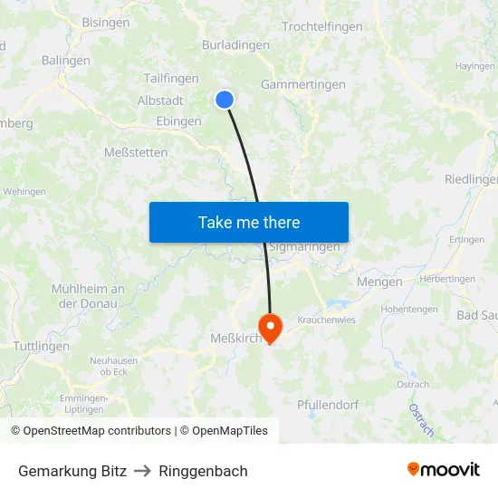 Gemarkung Bitz to Ringgenbach map