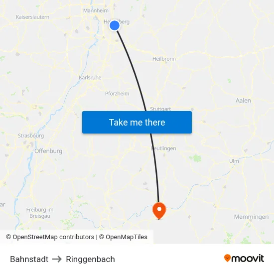 Bahnstadt to Ringgenbach map
