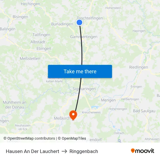 Hausen An Der Lauchert to Ringgenbach map