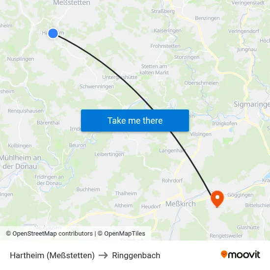 Hartheim (Meßstetten) to Ringgenbach map