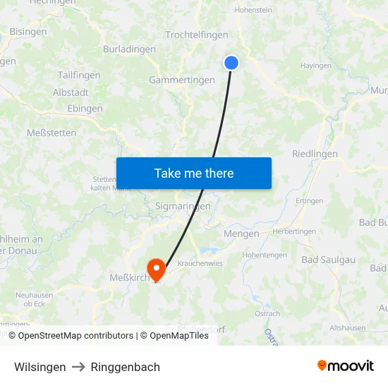 Wilsingen to Ringgenbach map