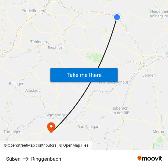 Süßen to Ringgenbach map