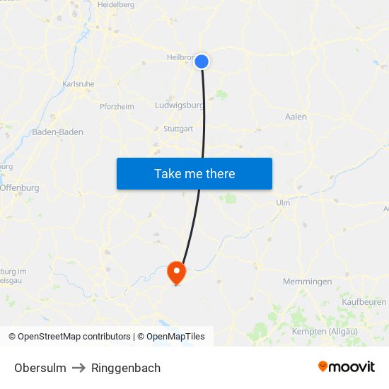 Obersulm to Ringgenbach map