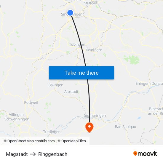 Magstadt to Ringgenbach map