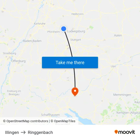 Illingen to Ringgenbach map