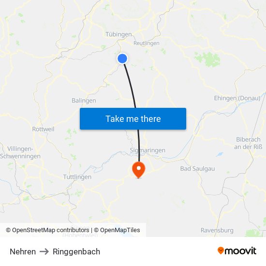 Nehren to Ringgenbach map