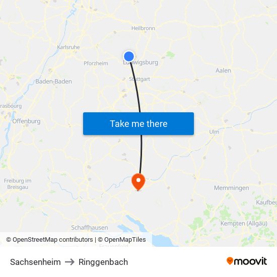 Sachsenheim to Ringgenbach map