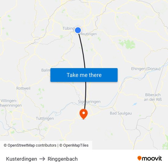 Kusterdingen to Ringgenbach map