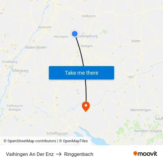 Vaihingen An Der Enz to Ringgenbach map