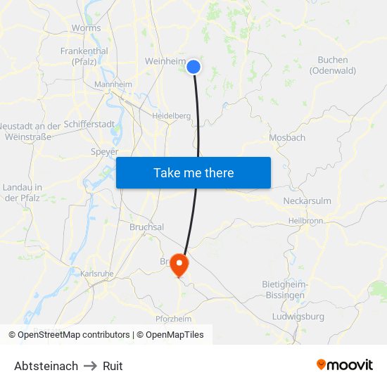 Abtsteinach to Ruit map