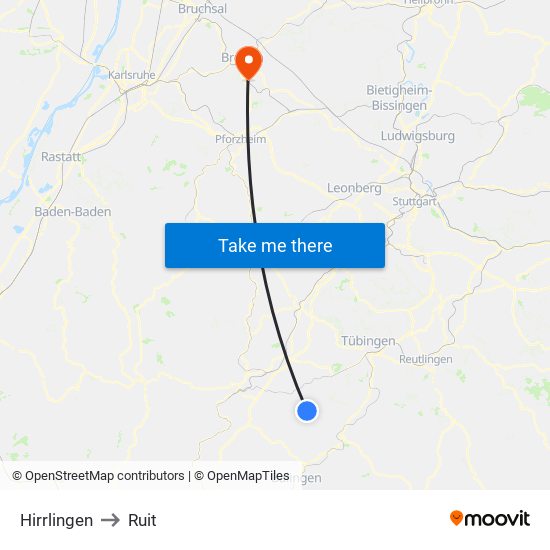 Hirrlingen to Ruit map