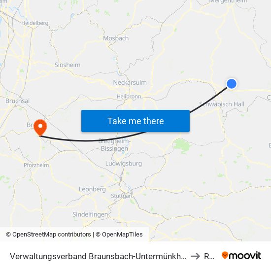 Verwaltungsverband Braunsbach-Untermünkheim to Ruit map