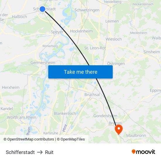 Schifferstadt to Ruit map