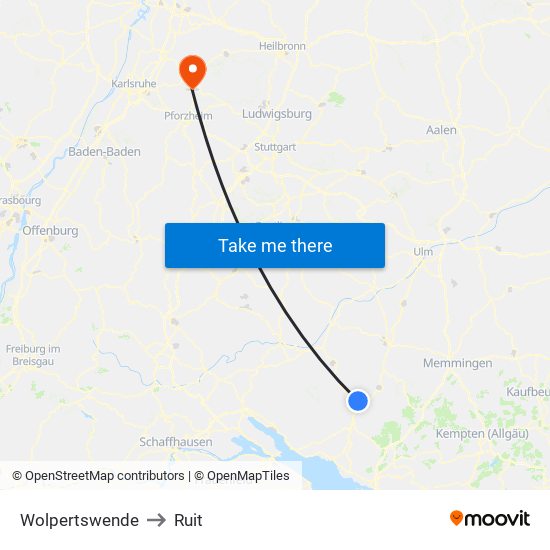 Wolpertswende to Ruit map