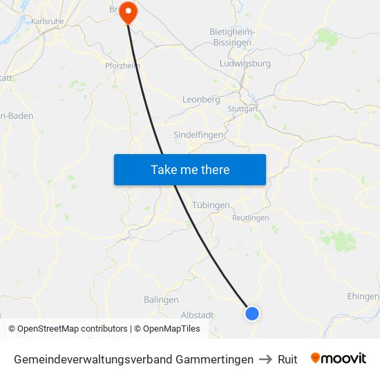 Gemeindeverwaltungsverband Gammertingen to Ruit map