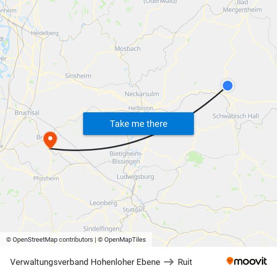 Verwaltungsverband Hohenloher Ebene to Ruit map