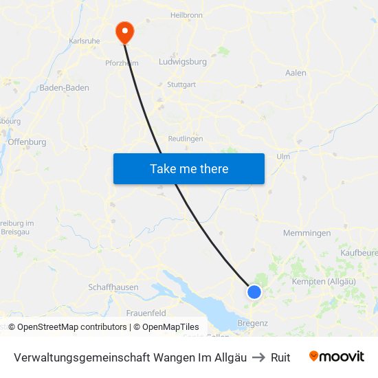 Verwaltungsgemeinschaft Wangen Im Allgäu to Ruit map