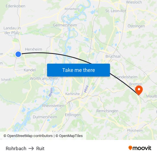 Rohrbach to Ruit map