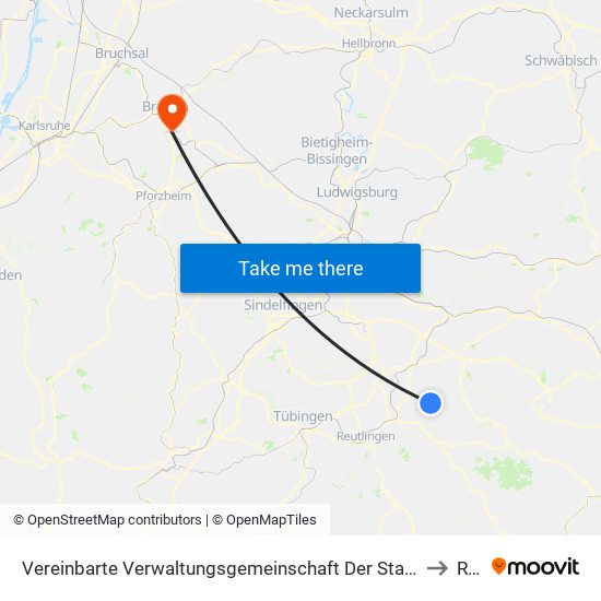 Vereinbarte Verwaltungsgemeinschaft Der Stadt Neuffen to Ruit map