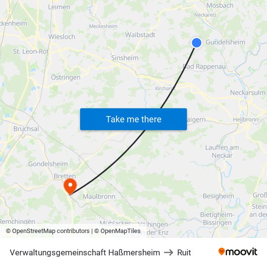 Verwaltungsgemeinschaft Haßmersheim to Ruit map