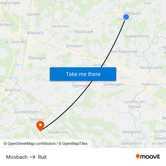 Mosbach to Ruit map