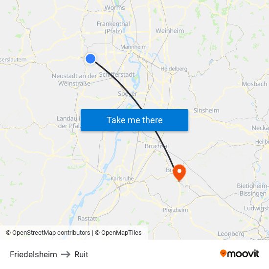 Friedelsheim to Ruit map