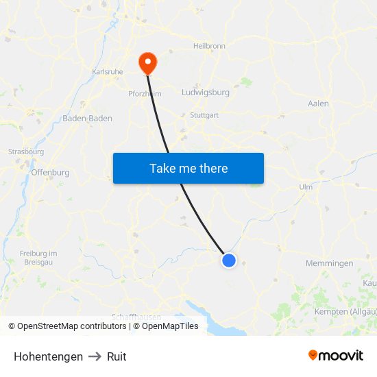 Hohentengen to Ruit map