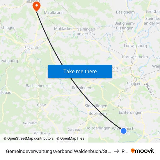 Gemeindeverwaltungsverband Waldenbuch/Steinenbronn to Ruit map