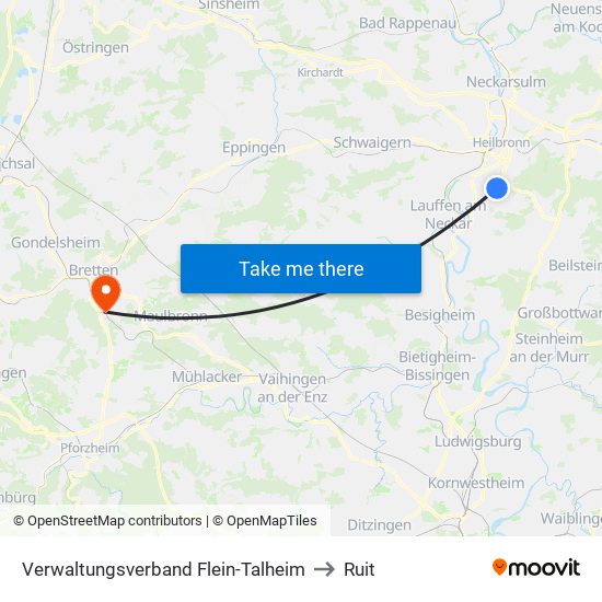 Verwaltungsverband Flein-Talheim to Ruit map