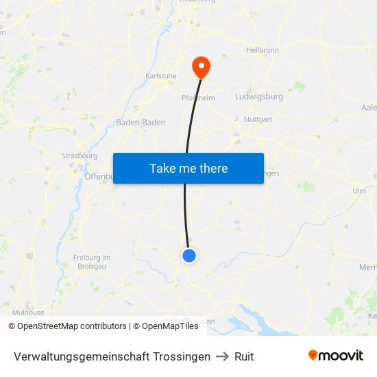 Verwaltungsgemeinschaft Trossingen to Ruit map