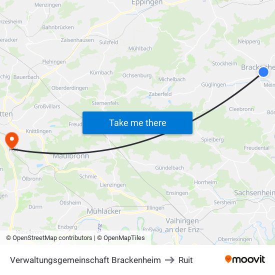 Verwaltungsgemeinschaft Brackenheim to Ruit map