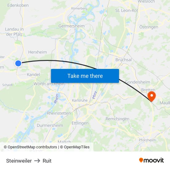 Steinweiler to Ruit map
