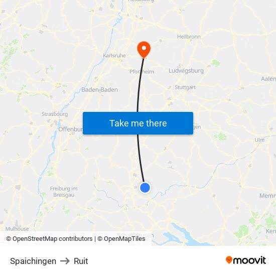 Spaichingen to Ruit map