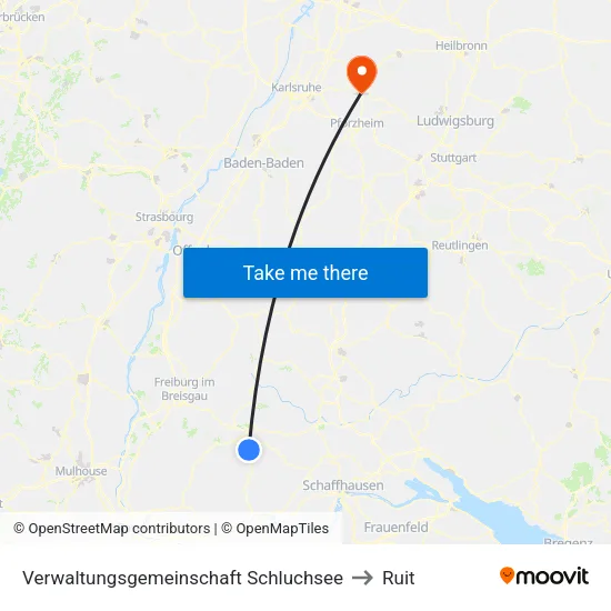 Verwaltungsgemeinschaft Schluchsee to Ruit map