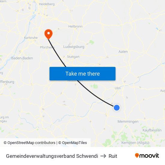 Gemeindeverwaltungsverband Schwendi to Ruit map