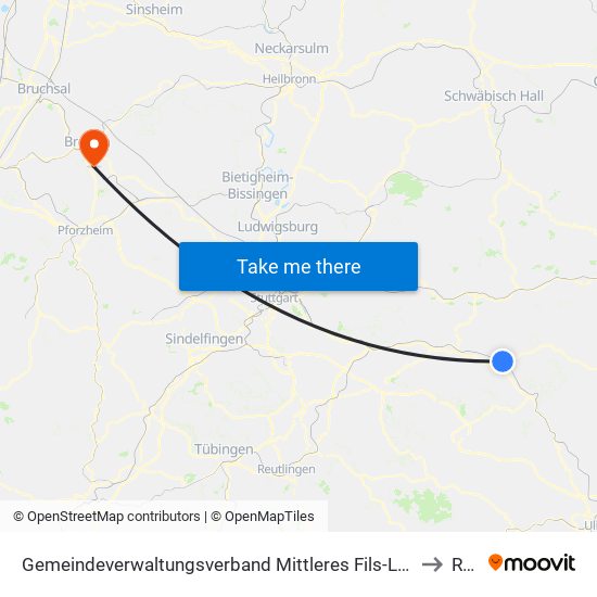 Gemeindeverwaltungsverband Mittleres Fils-Lautertal to Ruit map