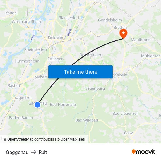 Gaggenau to Ruit map