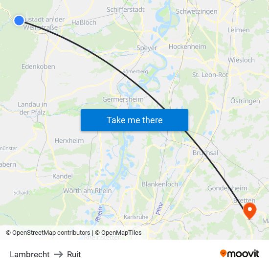 Lambrecht to Ruit map