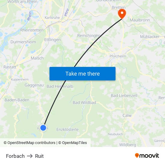 Forbach to Ruit map