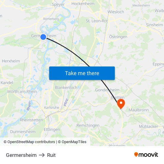 Germersheim to Ruit map