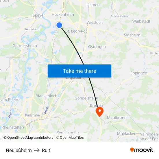 Neulußheim to Ruit map