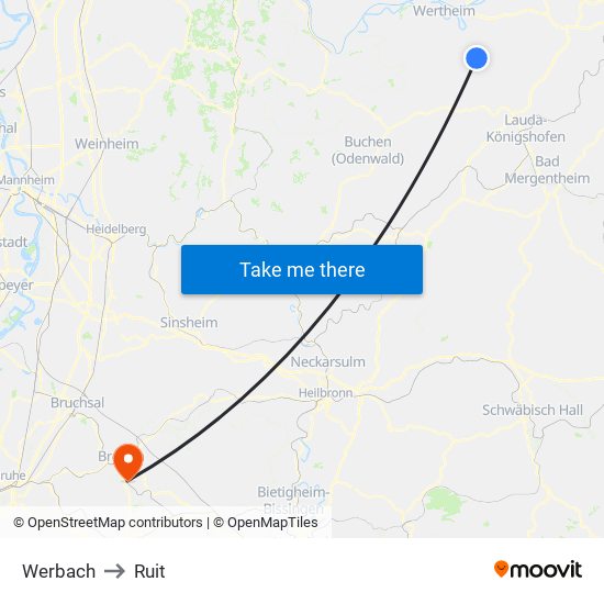 Werbach to Ruit map