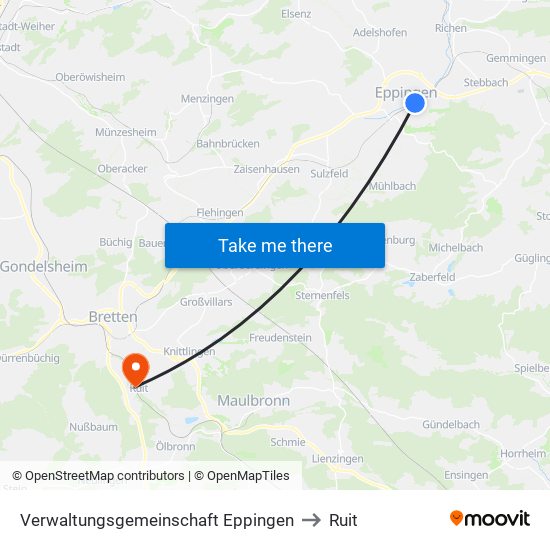 Verwaltungsgemeinschaft Eppingen to Ruit map