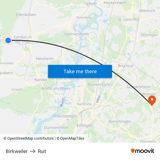 Birkweiler to Ruit map