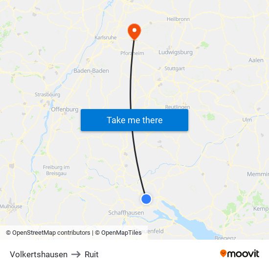 Volkertshausen to Ruit map