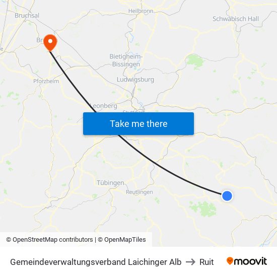 Gemeindeverwaltungsverband Laichinger Alb to Ruit map