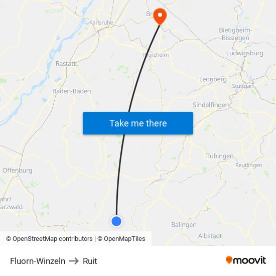 Fluorn-Winzeln to Ruit map